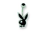Playboy Black Enamel 14 Gauge Belly Ring