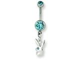 Playboy Aqua Crystal Bunny Dangle Belly Ring