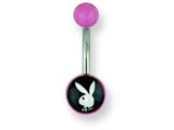 Playboy Pink/Black with White Bunny Belly Ring