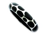 Sterling Silver 18.5mm Polished Black Resin Slip-On Bangle Bracelet