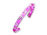 Sterling Silver 8.5mm Polished Pink Resin Cuff Bangle Bracelet