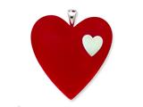 Sterling Silver Red Resin Heart Pendant - Chain Included