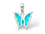 Sterling Silver Blue Resin Butterfly Pendant - Chain Included