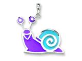 Sterling Silver Purple and Blue Resin Snail Pendant - Chain Included