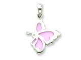 Sterling Silver Pink Resin Butterfly Pendant - Chain Included