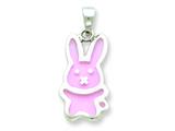 Sterling Silver Resin Pink Bunny Pendant - Chain Included
