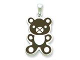 Sterling Silver Resin Teddy Bear Pendant - Chain Included