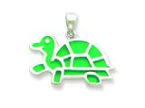 Sterling Silver Resin Turtle Pendant - Chain Included