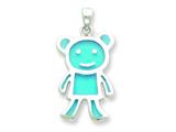 Sterling Silver Resin Blue Monkey Pendant - Chain Included