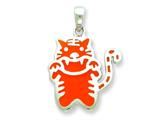 Sterling Silver Resin Orange Cat Pendant - Chain Included