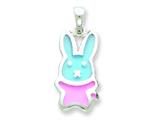 Sterling Silver Resin Blue and Pink Mouse Pendant - Chain Included