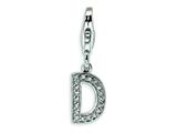 Amore LaVita™ Sterling Silver CZ Initial Letter D w/Lobster Clasp Charm for Charm Bracelet