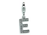 Amore LaVita™ Sterling Silver CZ Initial Letter E w/Lobster Clasp Charm for Charm Bracelet