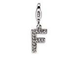 Amore LaVita™ Sterling Silver CZ Initial Letter F w/Lobster Clasp Charm for Charm Bracelet