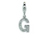 Amore LaVita™ Sterling Silver CZ Initial Letter G w/Lobster Clasp Charm for Charm Bracelet
