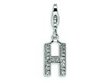 Amore LaVita™ Sterling Silver CZ Initial Letter H w/Lobster Clasp Charm for Charm Bracelet