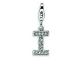 Amore LaVita™ Sterling Silver CZ Initial Letter I w/Lobster Clasp Charm for Charm Bracelet