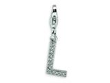 Amore LaVita™ Sterling Silver CZ Initial Letter L w/Lobster Clasp Charm for Charm Bracelet