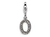 Amore LaVita™ Sterling Silver CZ Initial Letter O w/Lobster Clasp Charm for Charm Bracelet