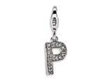 Amore LaVita™ Sterling Silver CZ Initial Letter P w/Lobster Clasp Charm for Charm Bracelet