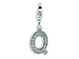 Amore LaVita™ Sterling Silver CZ Initial Letter Q w/Lobster Clasp Charm for Charm Bracelet
