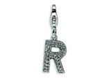 Amore LaVita™ Sterling Silver CZ Initial Letter R w/Lobster Clasp Charm for Charm Bracelet