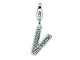 Amore LaVita™ Sterling Silver CZ Initial Letter V w/Lobster Clasp Charm for Charm Bracelet