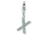 Amore LaVita™ Sterling Silver CZ Initial Letter X w/Lobster Clasp Charm for Charm Bracelet