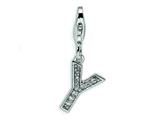 Amore LaVita™ Sterling Silver CZ Initial Letter Y w/Lobster Clasp Charm for Charm Bracelet