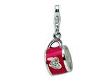 Amore LaVita™ Sterling Silver 3-D Enameled and CZ Cup w/Lobster Clasp Charm for Charm Bracelet