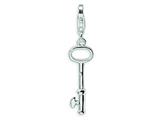 Amore LaVita™ Sterling Silver Polished Oval Skeleton Key w/Lobster Clasp Charm for Charm Bracelet