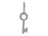 Amore LaVita™ Sterling Silver Round Top CZ Key w/Lobster Clasp Charm for Charm Bracelet