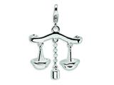 Amore LaVita™ Sterling Silver 3-D Enameled Scales of Justice w/Lobster Clasp Charm (Moveable) for Charm Bracelet
