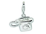 Amore LaVita™ Sterling Silver Polished Telephone w/Lobster Clasp Charm for Charm Bracelet