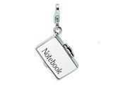 Amore LaVita™ Sterling Silver 3-D Enameled Opening Notebook Laptop w/Lobster Clasp Charm (Opens) for Charm Bracelet