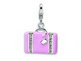 Amore LaVita™ Sterling Silver 3-D Swarovski Crystal and Enameled Laptop Bag w/Lobster Clasp for Charm Bracelet