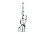 Amore LaVita™ Sterling Silver 3-D Enameled Couple Embracing w/Lobster Clasp Charm for Charm Bracelet