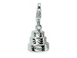 Amore LaVita™ Sterling Silver 3-D Wedding Cake w/Lobster Clasp Charm for Charm Bracelet