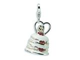 Amore LaVita™ Sterling Silver 3-D Enameled Wedding Cake w/Lobster Clasp Charm for Charm Bracelet