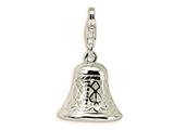 Amore LaVita™ Sterling Silver Polished Moveable Bell w/Lobster Clasp Charm (Moveable) for Charm Bracelet