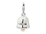Amore LaVita™ Sterling Silver 3-D Enameled FW Cultured Pearl White Bell w/Lobster Clasp Charm (Moveable) for Charm Brace