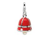 Amore LaVita™ Sterling Silver 3-D Enameled FW Cultureed Pearl Red Bell w/Lobster Clasp Ch (Moveable) for Charm Bracelet