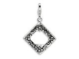 Amore LaVita™ Sterling Silver 2-D Antiqued Photo w/Lobster Clasp Charm (Can insert photo) for Charm Bracelet