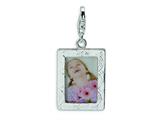Amore LaVita™ Sterling Silver Polished Picture Frame w/Lobster Clasp Charm (Can insert photo) for Charm Bracelet