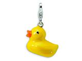 Amore LaVita™ Sterling Silver 3-D Enameled Duck w/Lobster Clasp Charm for Charm Bracelet