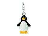 Amore LaVita™ Sterling Silver 3-D Enameled Penguin w/Lobster Clasp Charm for Charm Bracelet