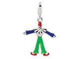 Amore LaVita™ Sterling Silver Movable and Enamel Clown w/Lobster Clasp Charm (Moveable) for Charm Bracelet