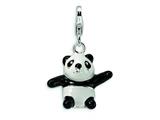 Amore LaVita™ Sterling Silver 3-D Enameled Panda w/Lobster Clasp Charm for Charm Bracelet