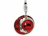 Amore LaVita™ Sterling Silver 3D Enameled Red Hat with w/Lobster Clasp Charm for Charm Bracelet