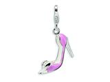 Amore LaVita™ Sterling Silver 3-D Enameled Bow-top Pink High Heel w/Lobster Clasp Charm for Charm Bracelet